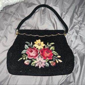 Vintage Floral Roses Beaded Hand Purse